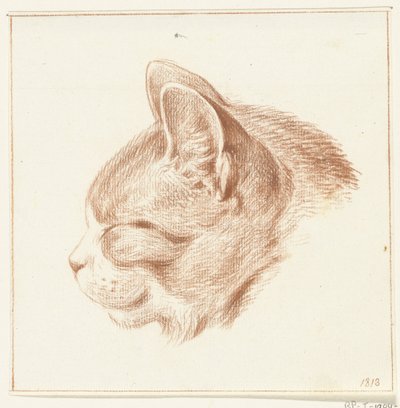 Kop van een kat, naar links door Jean Bernard