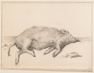 Liggend varken, naar rechts door Jean Bernard