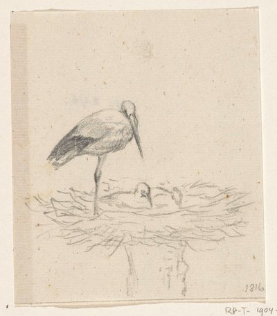 Ooievaar op nest door Jean Bernard