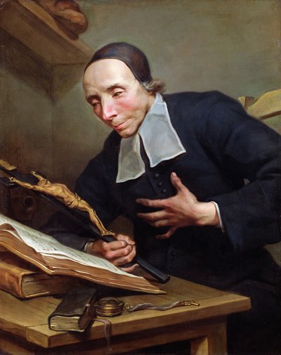 Portret van abt Firmin Tournus met een kruisbeeld door Jean Bernard Restout
