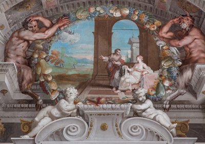 Een van de eenenveertig panelen met scènes die de gebeurtenissen van Bacchus vertellen door Jean Boulanger