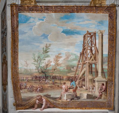Het oprichten van de kolommen aan de rivier de Ganges door Jean Boulanger