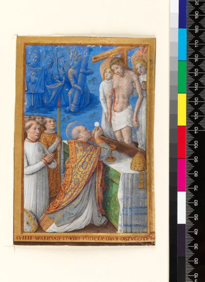 Blad uit een Getijdenboek: De Mis van St. Gregorius, c.1485-94 door Jean Bourdichon