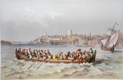 Een veerboot op de Bosporus, illustratie uit 