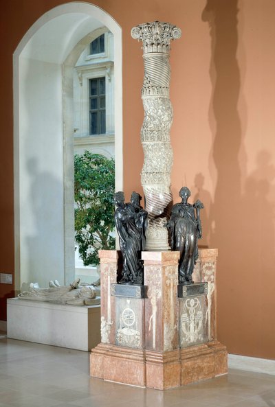 Monument voor het hart van Anne, heer en daarna eerste Hertog van Montmorency (1493-1567), connetable van Frankrijk, met allegorieën van Gerechtigheid, Vrede en Overvloed. Bronzen beeldhouwwerk en wit marmer door Jean Bullant (1515/1520-1578), Martin Lefor door Jean Bullant