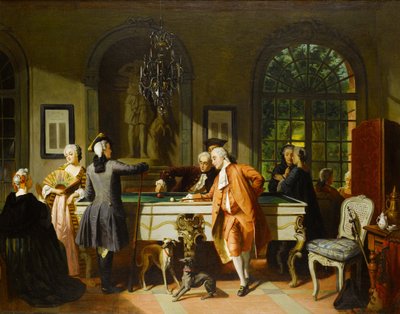 Het biljartspel, midden 19e eeuw door Jean Carolus