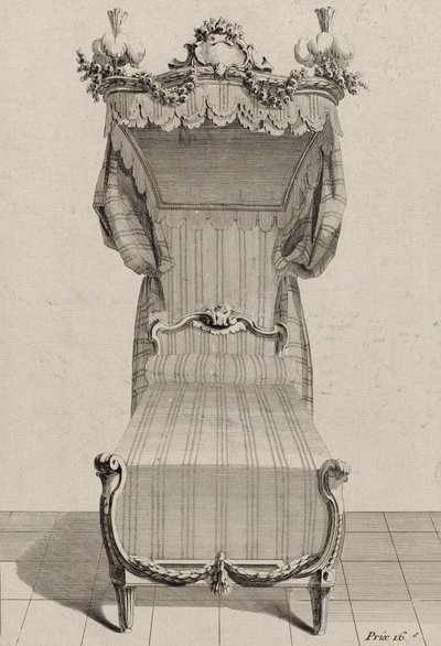 Lit à la Française, gepubliceerd midden jaren 1770 (gravure op geschept papier) door Jean Charles (after) Delafosse