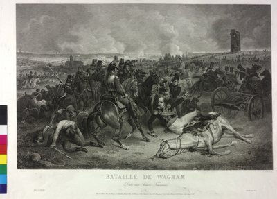 In de slag bij Wagram op 5 en 6 juli 1809 door Jean Charles (after) Langlois