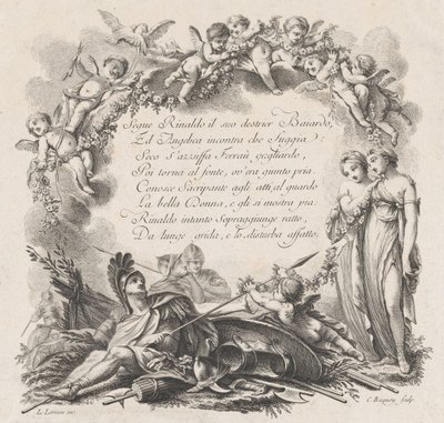 Vignet voor het eerste lied van Roland Furieux door Jean Charles Baquoy