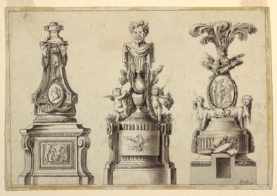 Ontwerpen voor Drie Voetstukken door Jean Charles Delafosse