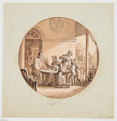 Ontwerp voor een beschilderd porseleinen bord, Café (Koffie) uit de Service des Objets de Dessert (Dessertservice) door Jean Charles Develly
