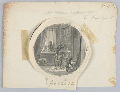 Ontwerp voor een beschilderd porseleinen bord, Vruchten in pruimenlikeur voor de Dessertservice door Jean Charles Develly