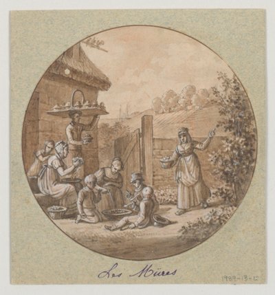 Ontwerp voor een beschilderd porseleinen bord, Les Mûres (Moerbeien) uit de Service des Objets de Dessert (Dessertservice) door Jean Charles Develly