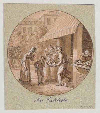 Ontwerp voor een Geschilderd Porseleinen Bord, Les Tartelettes (Kleine Taartjes) voor de Service des Objets de Desserts (Dessertservice) door Jean Charles Develly