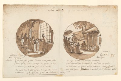 Ontwerpen voor Geschilderde Porseleinen Borden, Les Ananas (Ananassen) van de Service des Objets de Dessert (Dessertservice) door Jean Charles Develly