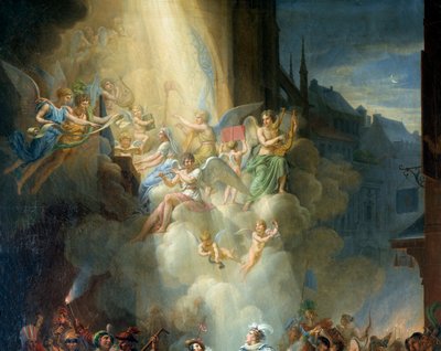Detail van De bekering van Henri de Joyeuse. Muzikale engelen door Jean Charles Tardieu