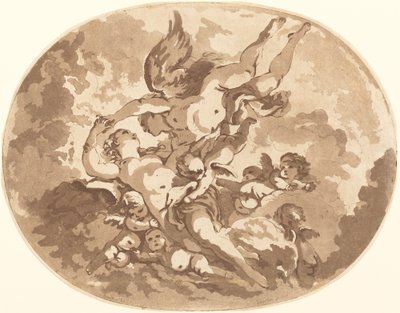 Eros en Psyche door Jean Claude Richard, Abbé de Saint Non after François Boucher