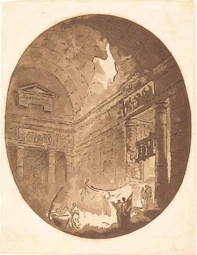 Interieur van een Romeinse villa door Jean Claude Richard, Abbé de Saint Non after Hubert Robert