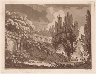 Trappen in een Italiaanse tuin, 1766 door Jean Claude Richard Saint Non