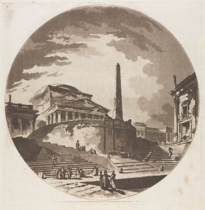 Uitzicht op de Rotonde met Trappen aan de Tiber door Jean Claude Richard de Saint Non