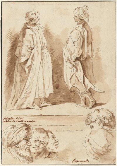 Details van "De aanbidding der wijzen" en "Het badwater van Bethesda" door Jean Claude Richard de Saint Non after Jean Honoré Fragonard after Sebastiano Ricci