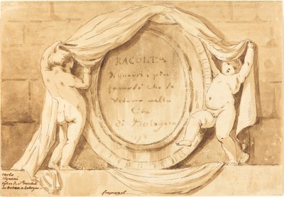 Titelpagina: Ovaal Ontwerp van de Kerk van San Michele de Bosco, Bologna door Jean Claude Richard de Saint Non after Jean Honoré Fragonard after Carlo Cignani