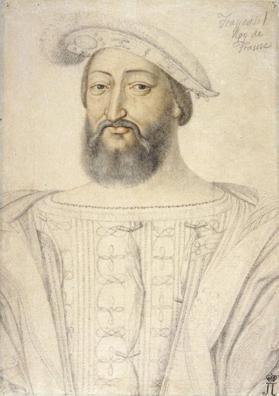 Portret van Frans I (1494-1547), Koning van Frankrijk door Clouet, Jean (ca. 1485-1541). Zwart krijt en sanguine op papier, formaat: 31,6x22,5, Eerste helft van de 16e eeuw, Staats Hermitage, St. Petersburg door Jean Clouet