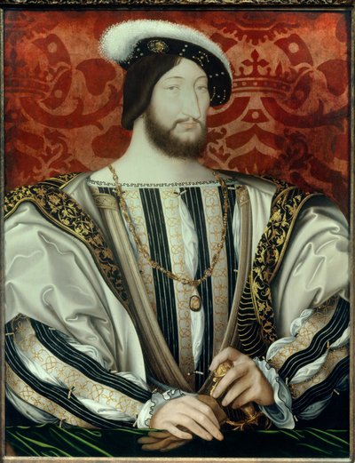 Portret van Frans I (1494-1547), koning van Frankrijk (met de kraag van de Orde van Sint-Michiel) door Jean Clouet