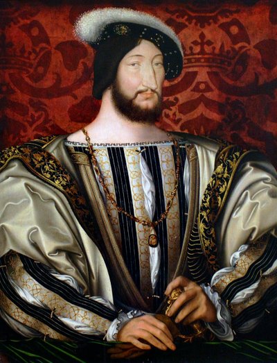 Portret van Frans I, koning van Frankrijk, hertog van Bretagne, graaf van Provence door Jean Clouet