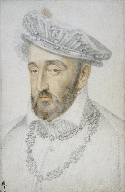 Portret van koning Hendrik II van Frankrijk door Clouet, Jean (ca. 1485-1541). Zwarte krijt en sanguine op papier, formaat: 33,1x21,8, midden 16e eeuw, Staatsmuseum Hermitage, Sint-Petersburg door Jean Clouet