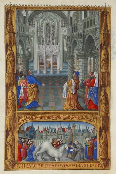 Les Très Riches Heures du duc de Berry, Folio 129v - Het Heilig Sacrament door Jean Colombe