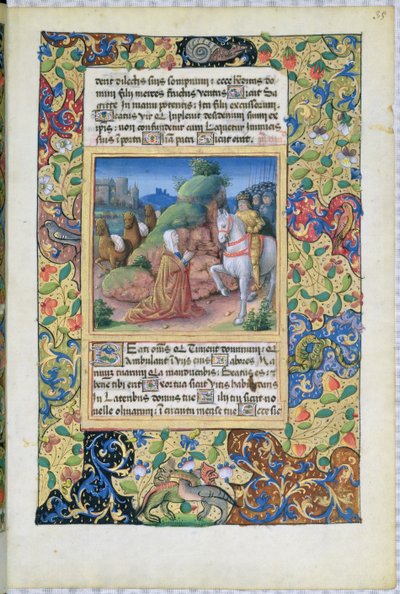 De ontmoeting van Abigail en David, uit het Getijdenboek van Lodewijk van Orléans, 1490 door Jean Colombe