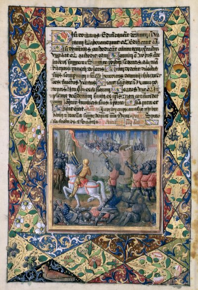 Ms Lat. Q.v.I.126 f.38v Rehoboam voert oorlog tegen Jerobeam, uit het 