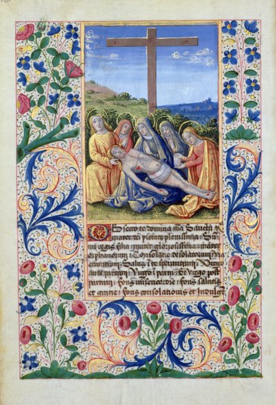 De klaagzang, uit het Getijdenboek van Lodewijk van Orléans, 1469 door Jean Colombe