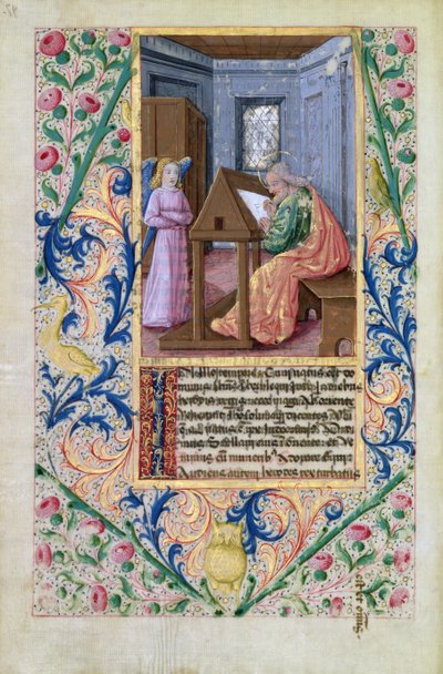 Sint Matteüs, uit het Getijdenboek van Lodewijk van Orléans, 1469 door Jean Colombe