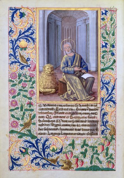 Sint Marcus, uit het Getijdenboek van Lodewijk van Orléans, 1469 door Jean Colombe
