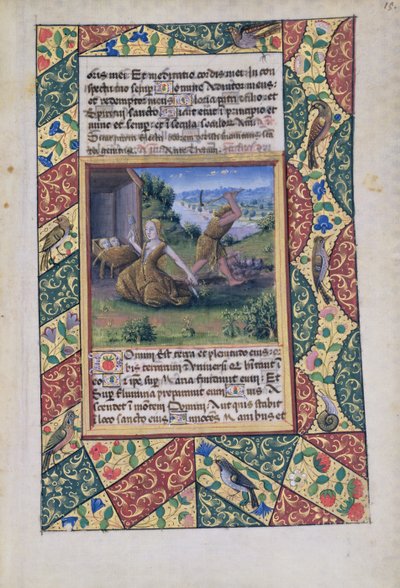 Adam en Eva aan het zwoegen, uit het Getijdenboek van Lodewijk van Orléans, 1490 door Jean Colombe
