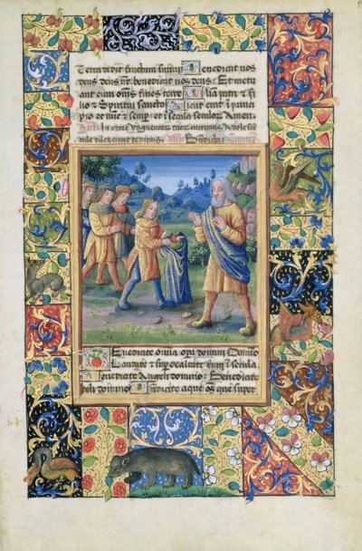 De broers van Jozef tonen hun vader bewijs dat Jozef dood is, uit het Getijdenboek van Lodewijk van Orléans, 1490 door Jean Colombe