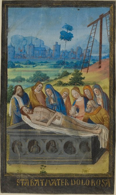 De graflegging (Stabat Mater gebed), uit een Getijdenboek door Jean Colombe