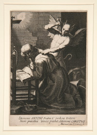 St. Antonius en een demon door Jean Couvay