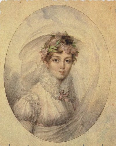 Portret van prinses Zinaida Alexandrovna Volkonskaya 1792-1862 door Jean Désiré Muneret