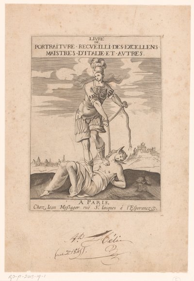 Minerva bindt de domheid vast met een touw door Jean Dubrayet