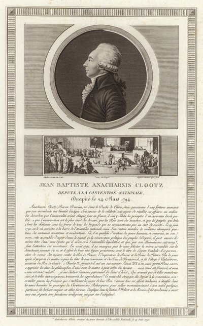 Portret van Jean-Baptiste du Val-de-Grace, baron de Cloots door Jean Duplessi Bertaux
