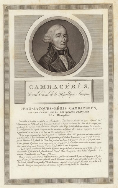 Portret van Jean Jacques Regis de Cambaceres door Jean Duplessi Bertaux
