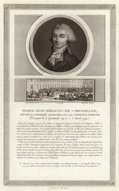 Portret van Marie-Jean Herault de Sechelles door Jean Duplessi Bertaux