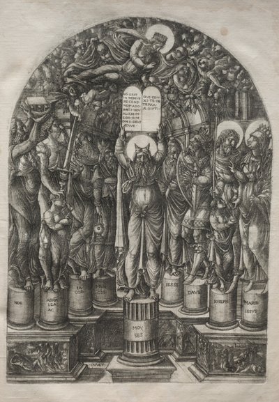 Mozes omringd door de patriarchen, voor 1561 door Jean Duvet