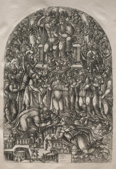 De Apocalyps: Een ontelbare menigte die voor de troon staat, 1546-1556 door Jean Duvet