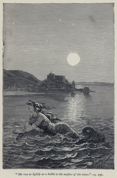 "Ze steeg zo licht als een bel naar het wateroppervlak" (gravure) door Jean Edouard Dargent