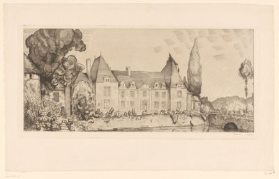 Zicht op een kasteel aan het water door Jean Emile Laboureur (signed by artist)