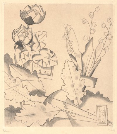 Kunstbloemen: Waterlelies en Lelietjes-van-dalen. door Jean Emile Laboureur